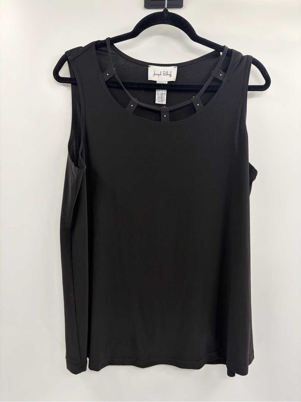 Joseph Ribkoff black top with decorative studs sleeveless blouse size 14 NWT